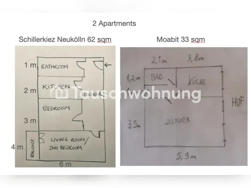 Tauschwohnung: 2 günstige Whg (1Zi Moabit + 2Zi Schillerkiez NK) gg XB, SB — photo 1
